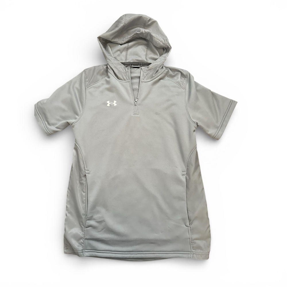 Under Armour Light Gray Short Sleeve Hoodie boys size SM